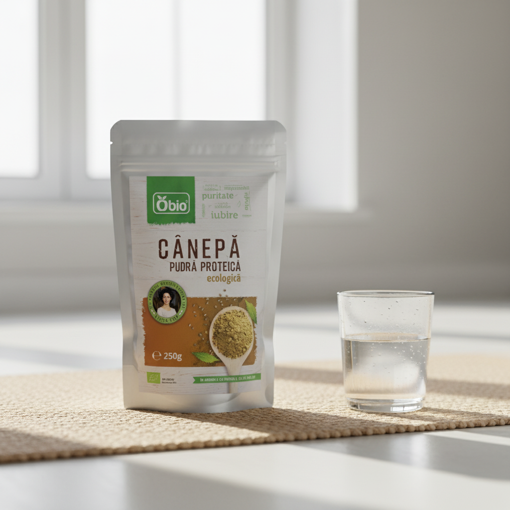 Proteină de Cânepă Bio Raw - Sursă Completă de Aminoacizi și Omega 3-6-9 (250g) Obio