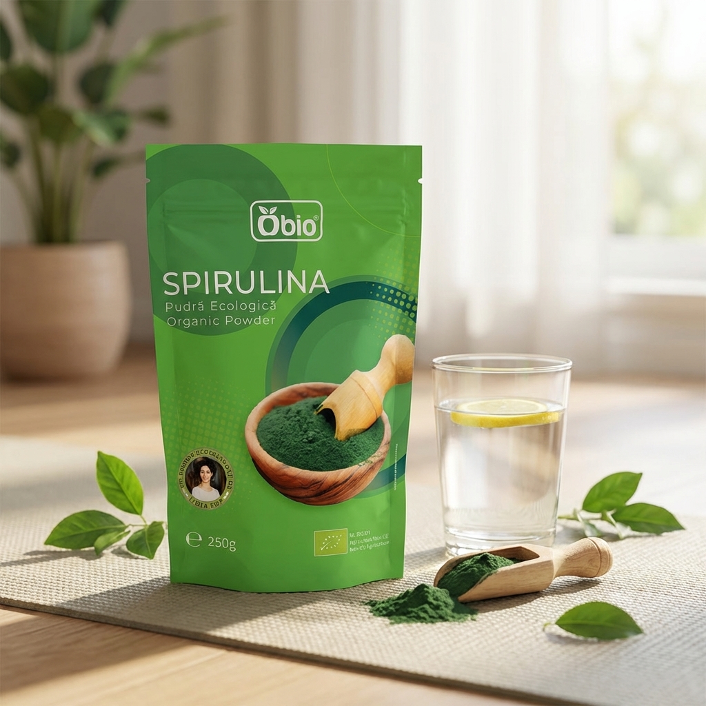 Spirulină Pulbere Bio 250g Obio - Superaliment Alcalin Pur 2