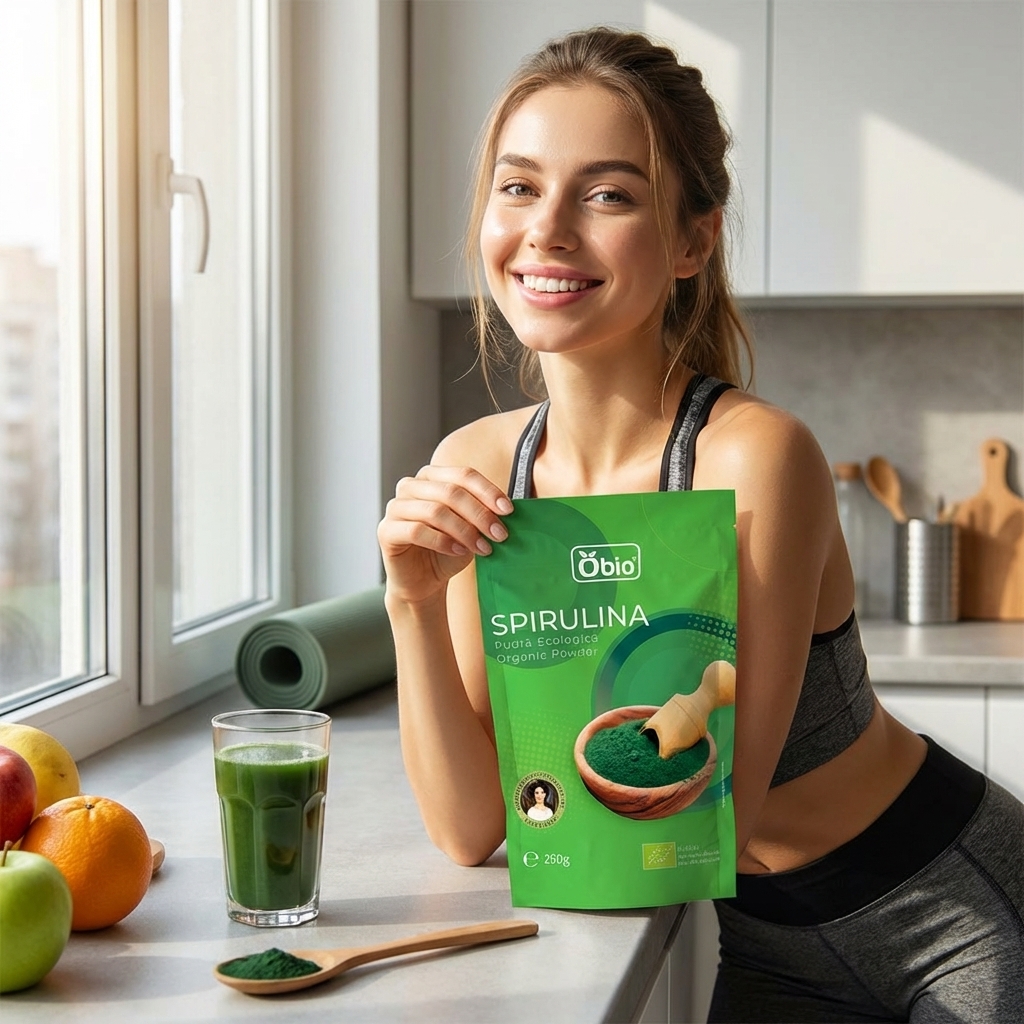 Spirulină Pulbere Bio 250g Obio - Superaliment Alcalin Pur 3