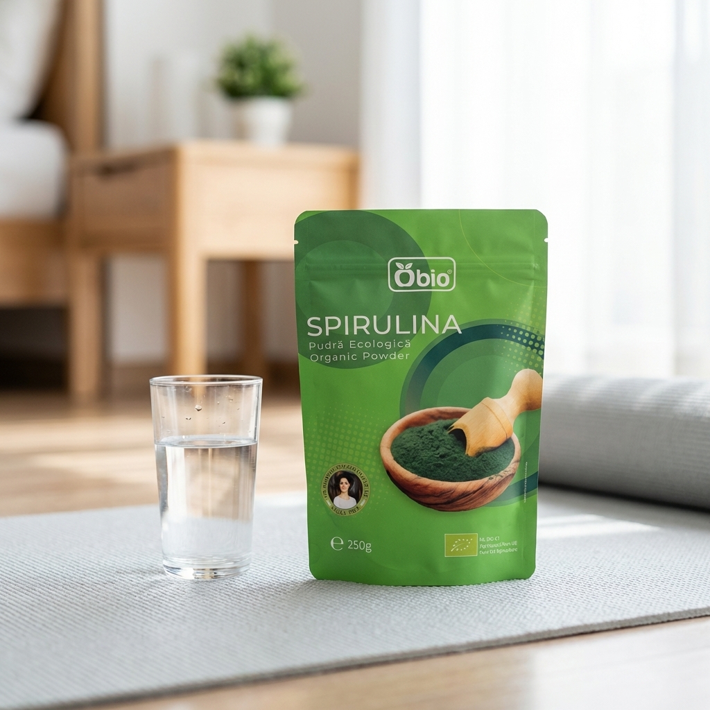 Spirulină Pulbere Bio 250g Obio - Superaliment Alcalin Pur