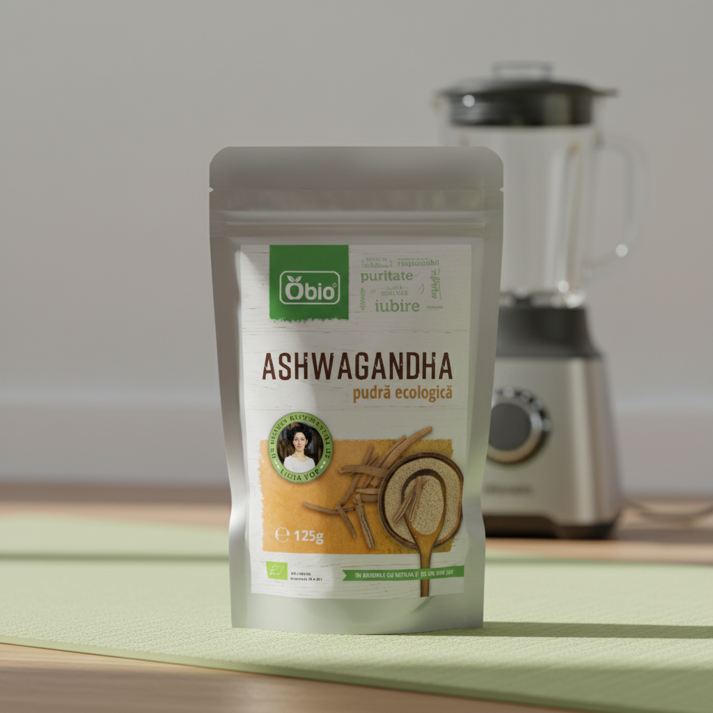 Ashwagandha Pudră Ecologică Obio 125g - Adaptogen Natural pentru Echilibru Mental și Vitalitate