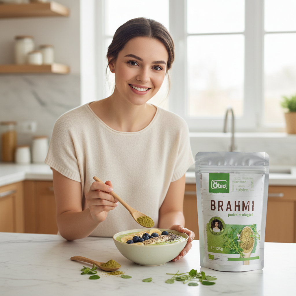 Brahmi Pudră Bio Ayurvedică Obio 125g: Tonic pentru Minte și Tratament Regenerant pentru Păr 3