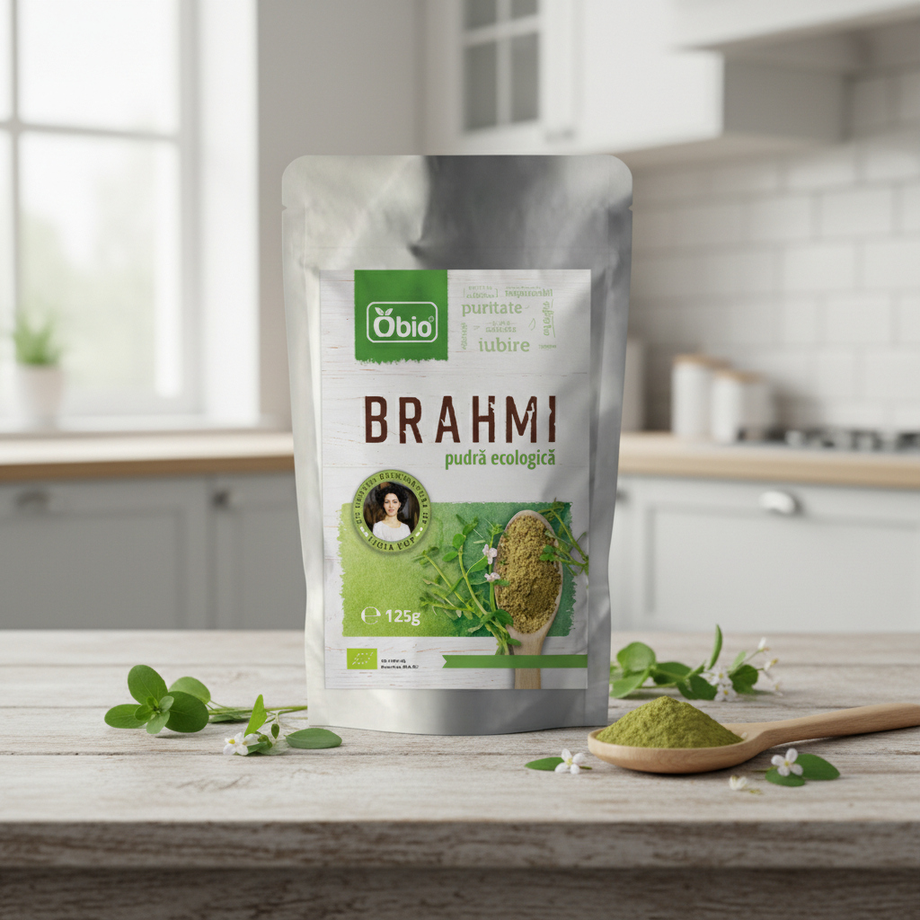 Brahmi Pudră Bio Ayurvedică Obio 125g: Tonic pentru Minte și Tratament Regenerant pentru Păr