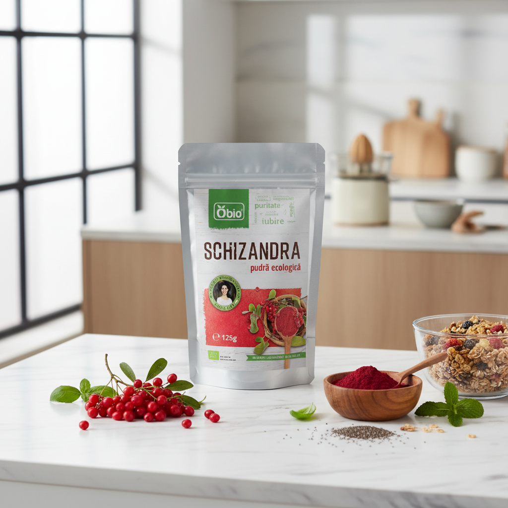 Pulbere Ecologică de Schizandra Obio, 125g - Adaptogen Natural și Fructul cu Cinci Gusturi