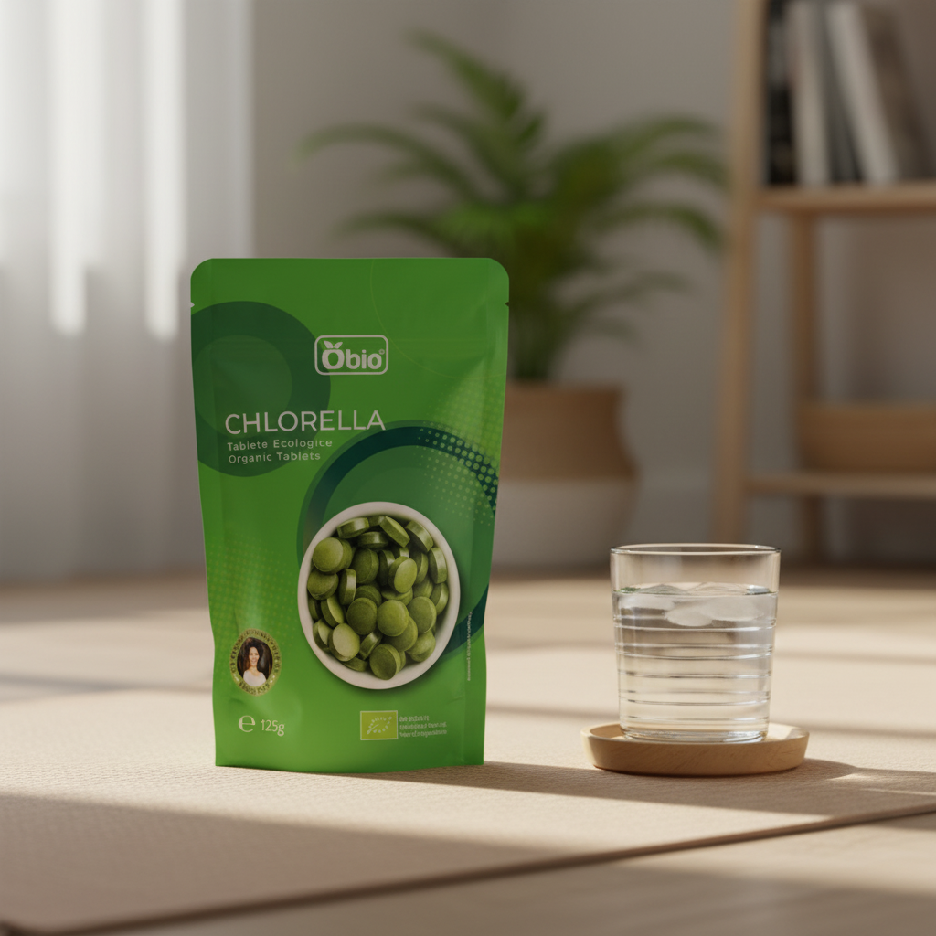 Chlorella Bio Tablete 125g Obio - Superaliment Detoxifiant cu Membrană Celulară Spartă