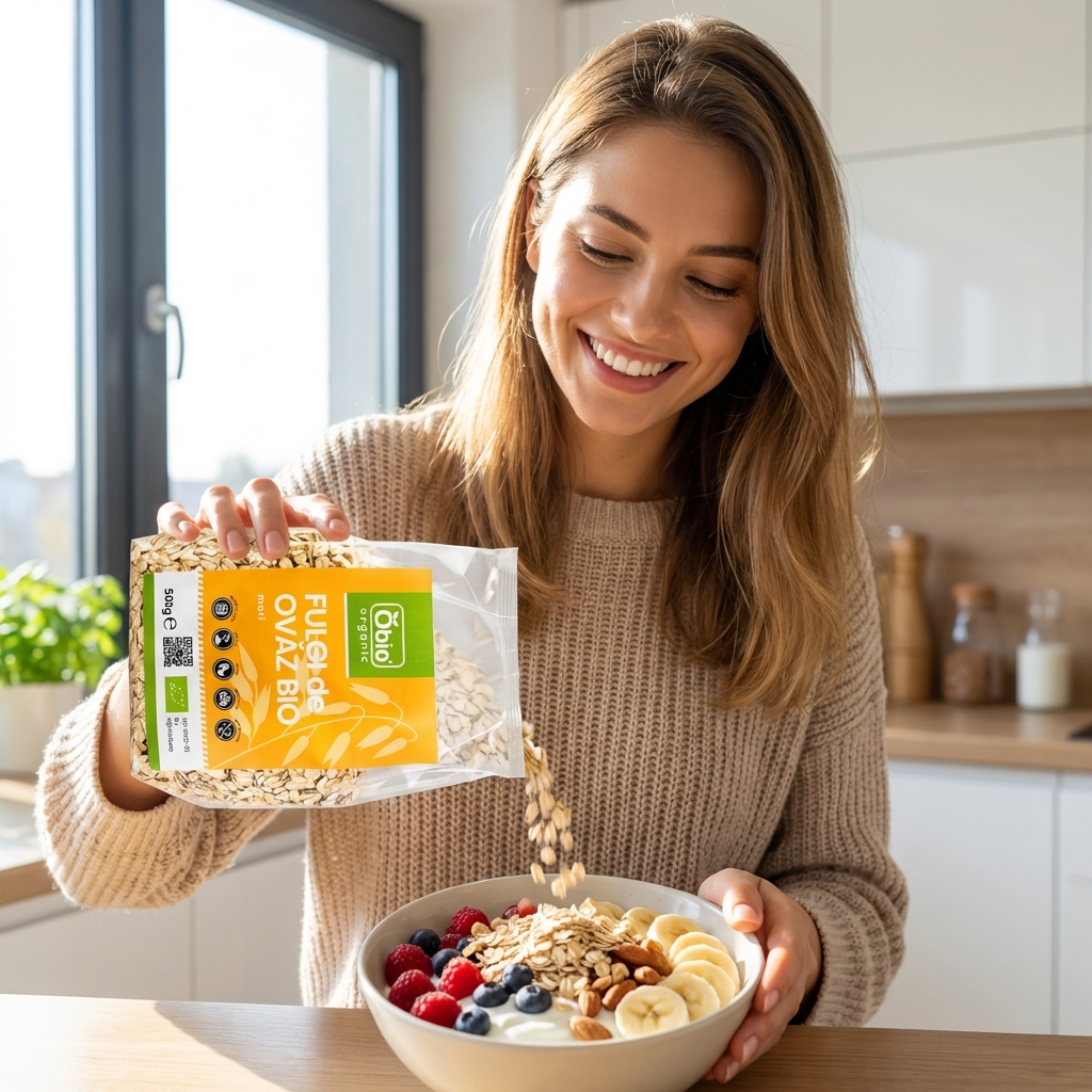Fulgi de Ovăz Mari Bio Obio - Textură Robustă și Sursă Naturală de Fibre 500g 3