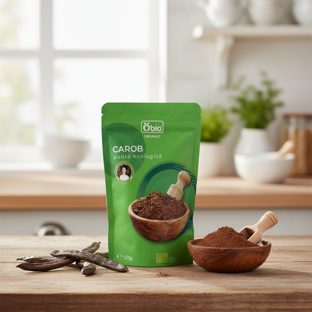Pudră de Roșcove (Carob) Bio, 125g, Obio - Alternativa Naturală și Dulce la Cacao