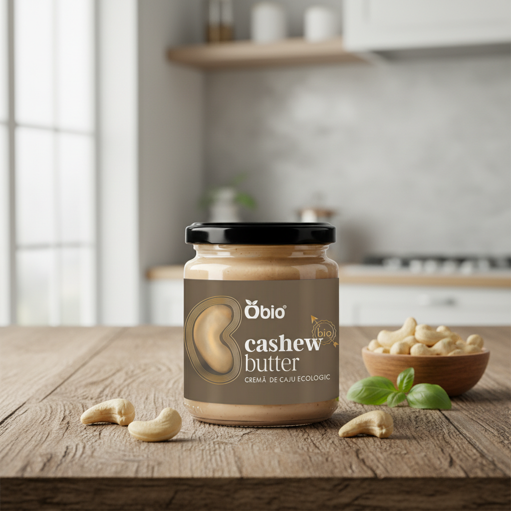 Cremă de Caju Bio Obio - Pastă Fină din Nuci Ușor Prăjite, 250g