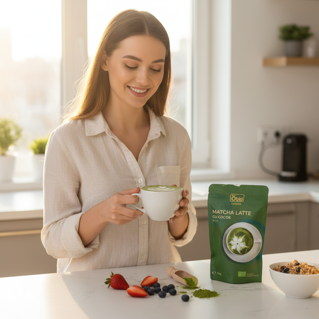 Matcha Latte Bio cu Lapte de Cocos Obio, 125g - Energie Pură și Răsfăț Cremos 3