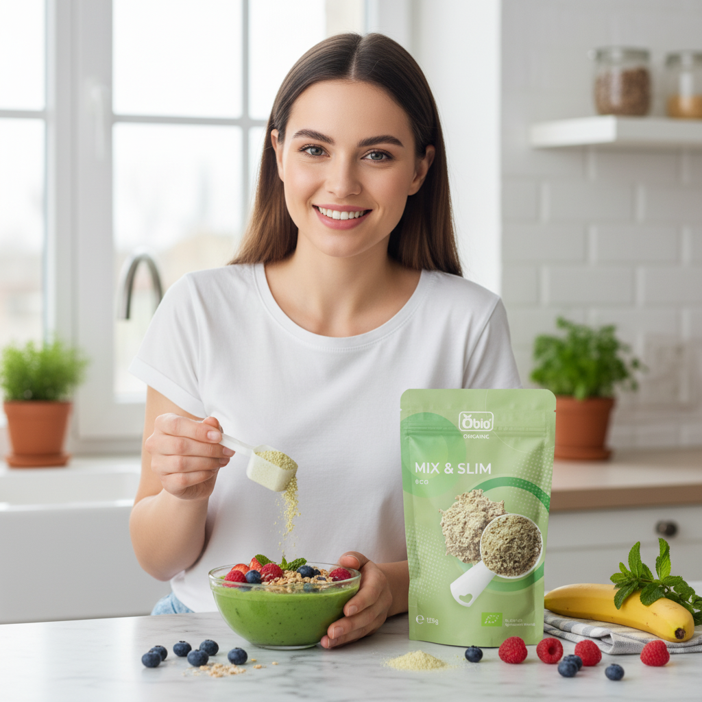 Mix & Slim Pudră Bio Obio 125g - Supliment Proteic Vegan pentru Controlul Greutății și Energie 3
