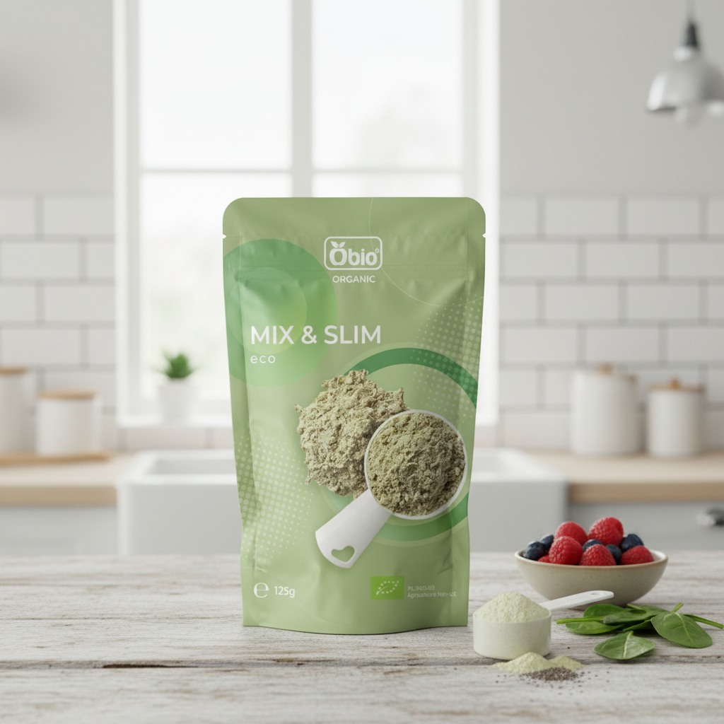 Mix & Slim Pudră Bio Obio 125g - Supliment Proteic Vegan pentru Controlul Greutății și Energie