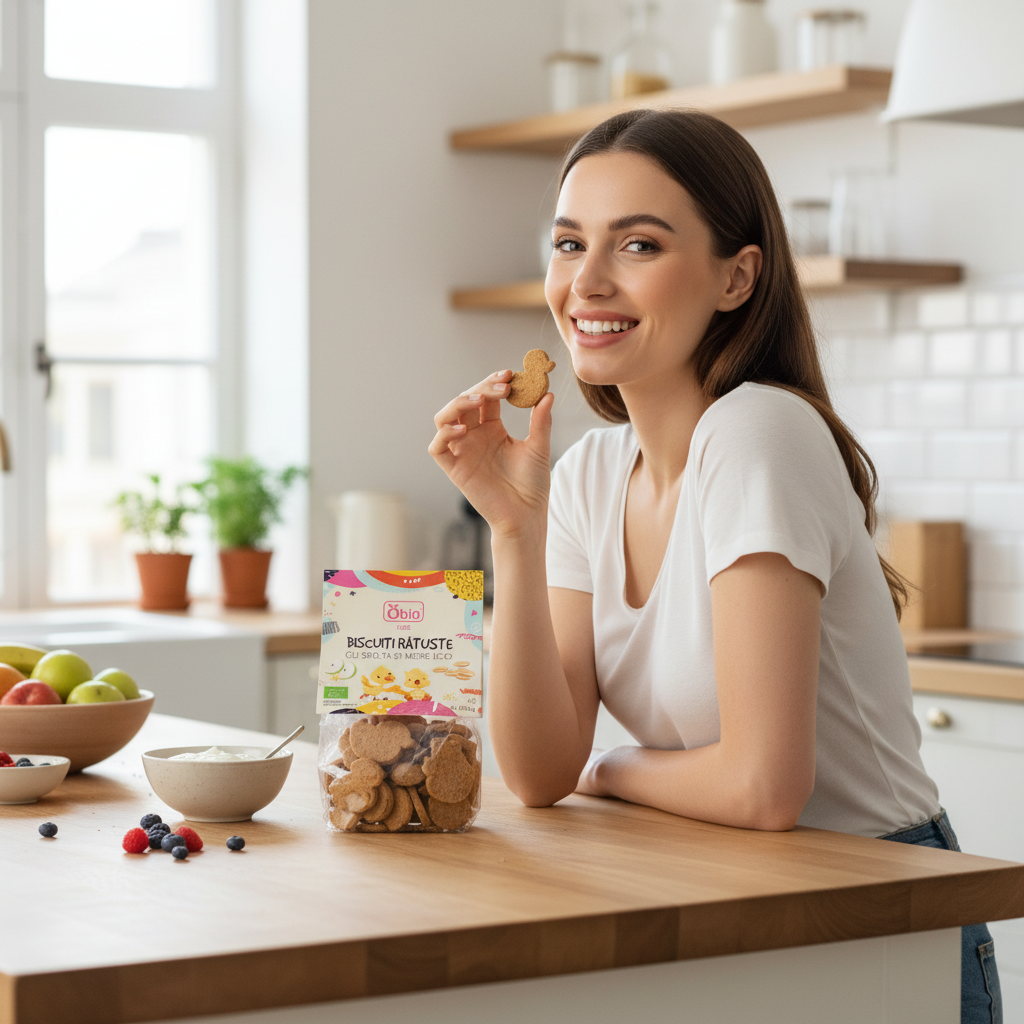Biscuiți Rățuște cu Spelta și Mere Bio Obio 100g | Gustare Sănătoasă pentru Copii 3