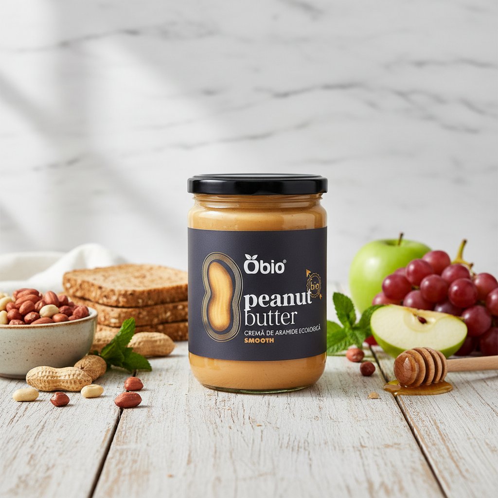 Cremă de Arahide Smooth Bio 100% Naturală Obio - Fără Sare și Gluten 500g 2