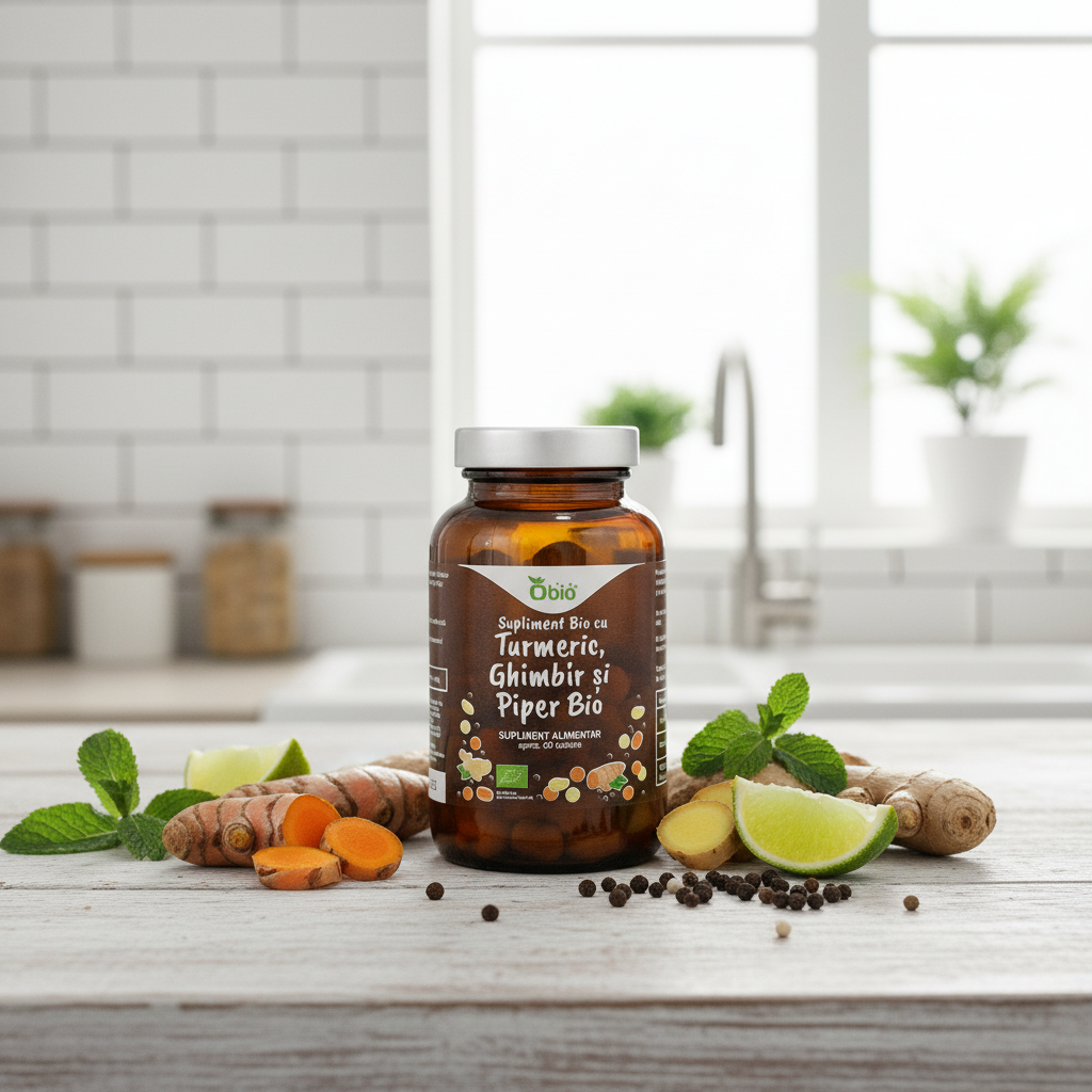 Supliment Bio cu Turmeric, Ghimbir și Piper Negru - 60 Tablete Obio 2