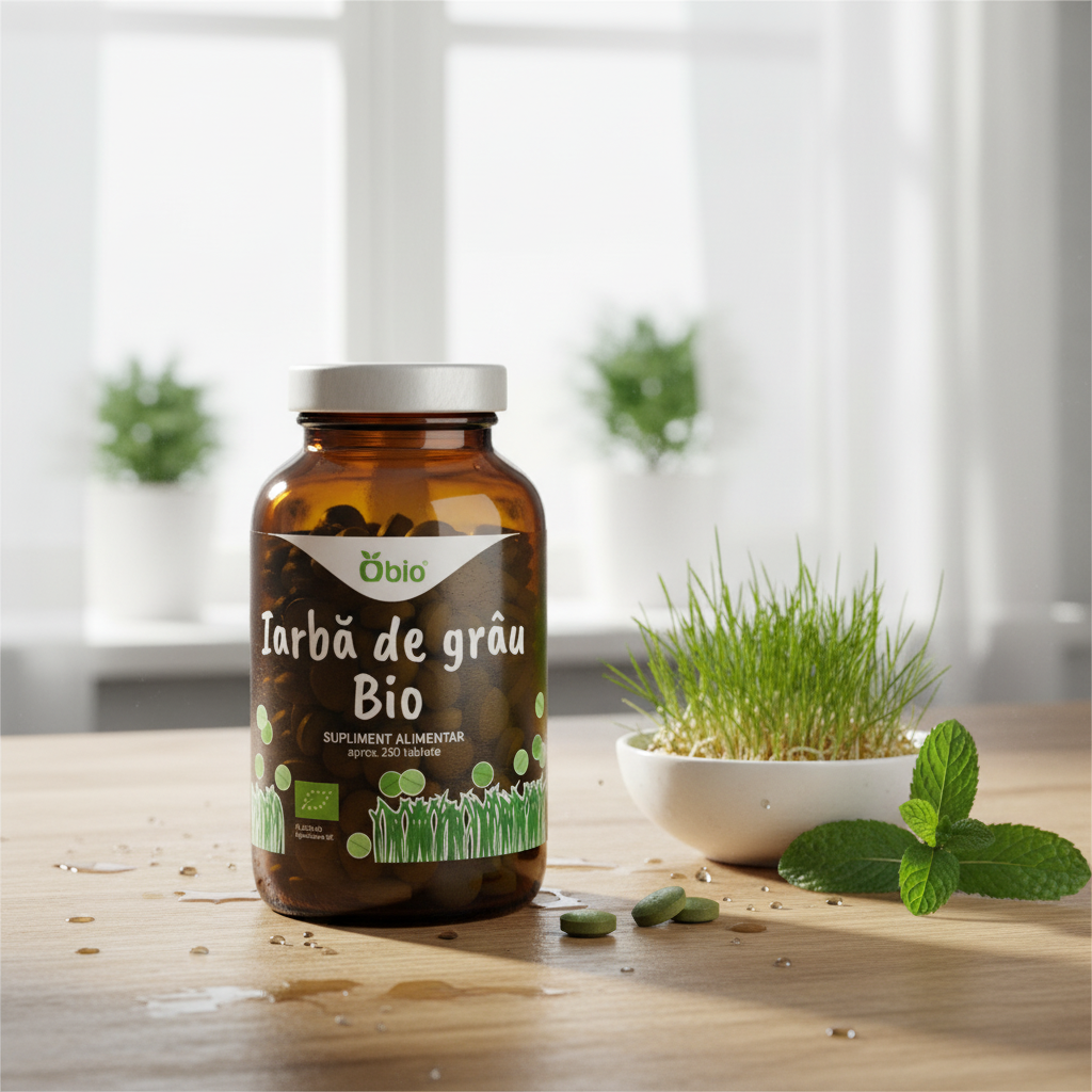 Iarbă de Grâu Bio Obio, 250 Tablete - Sursă Concentrată de Clorofilă și Energie