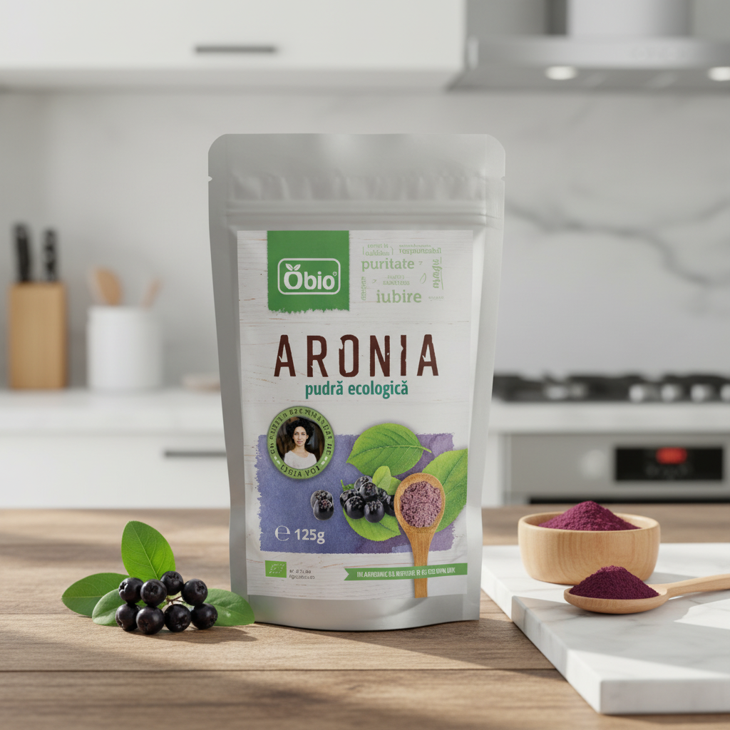 Pudră Ecologică de Aronia Obio, 125g - Superaliment Bogat în Polifenoli