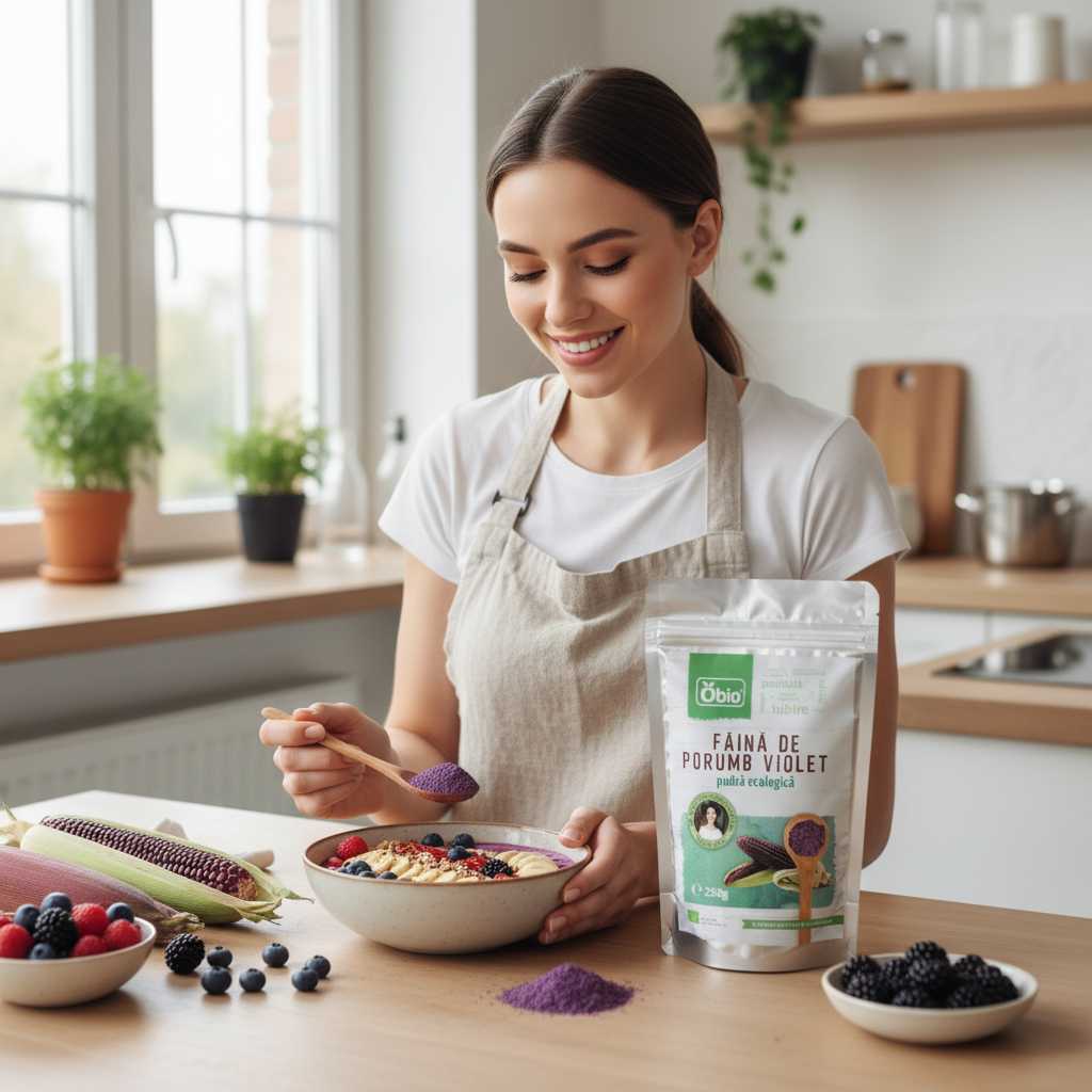 Făină de Porumb Violet Bio 250g Obio - Superaliment Antioxidant 3