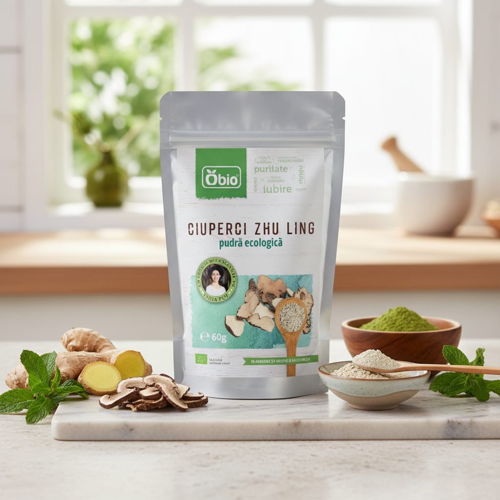 Pulbere Ecologică de Ciuperci Zhu Ling Obio: Suport Imunitar și Hepatic Tradițional, 60g 2