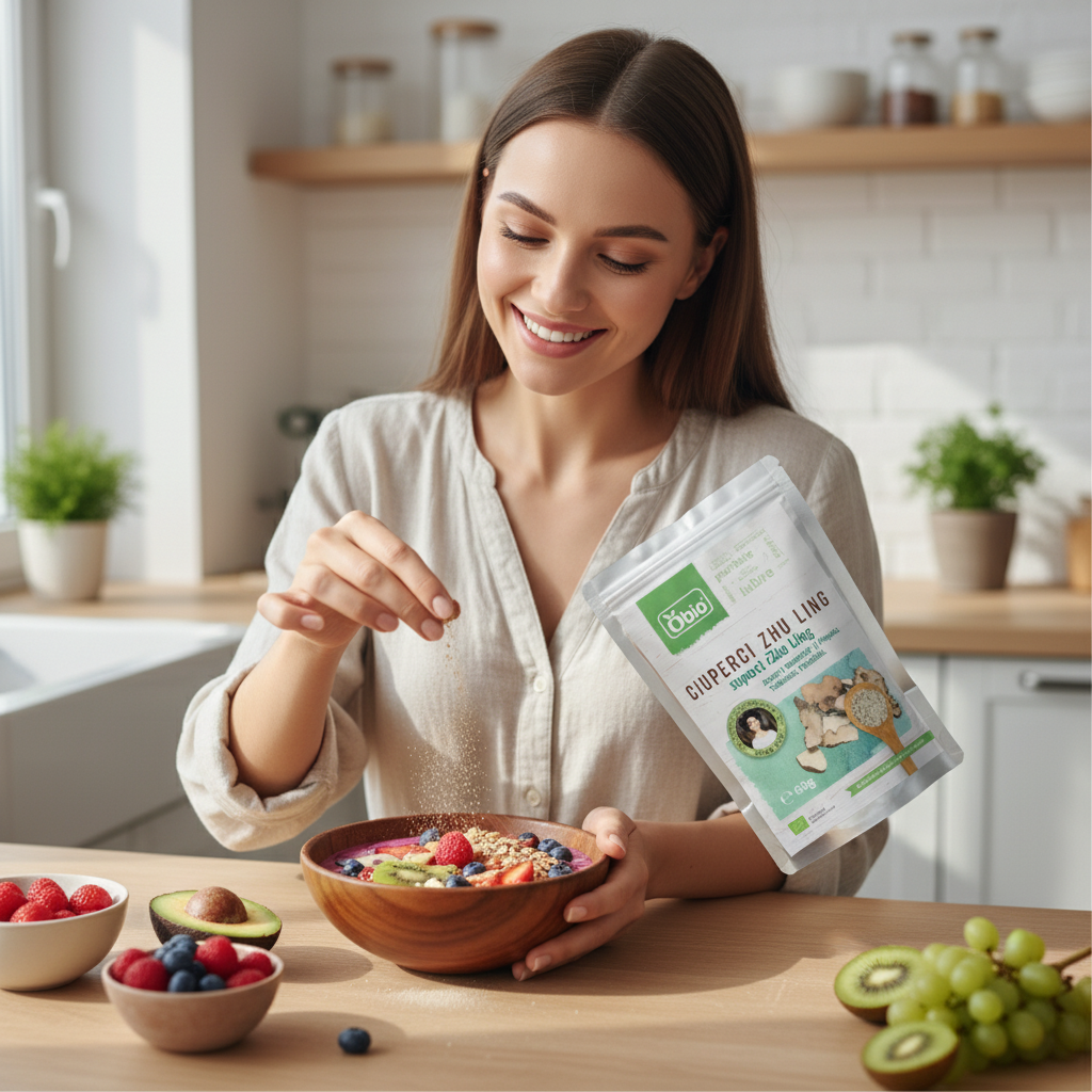 Pulbere Ecologică de Ciuperci Zhu Ling Obio: Suport Imunitar și Hepatic Tradițional, 60g 3