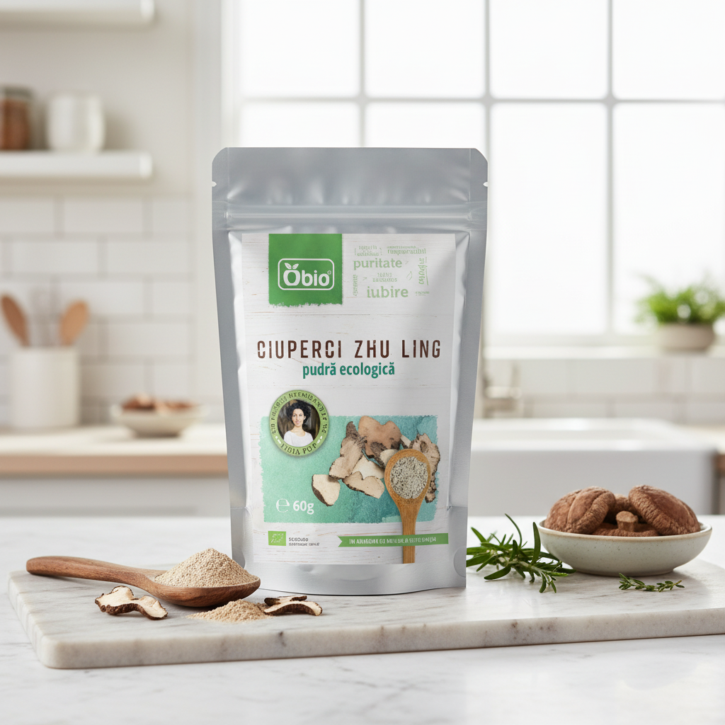 Pulbere Ecologică de Ciuperci Zhu Ling Obio: Suport Imunitar și Hepatic Tradițional, 60g