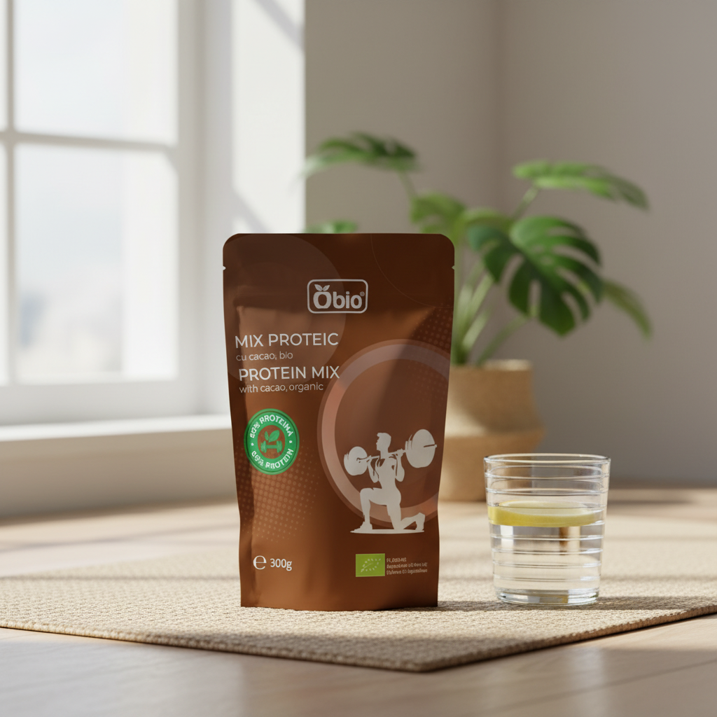Mix Proteic Vegan cu Cacao Bio și Vanilie, 60% Proteină – Obio 300g 2