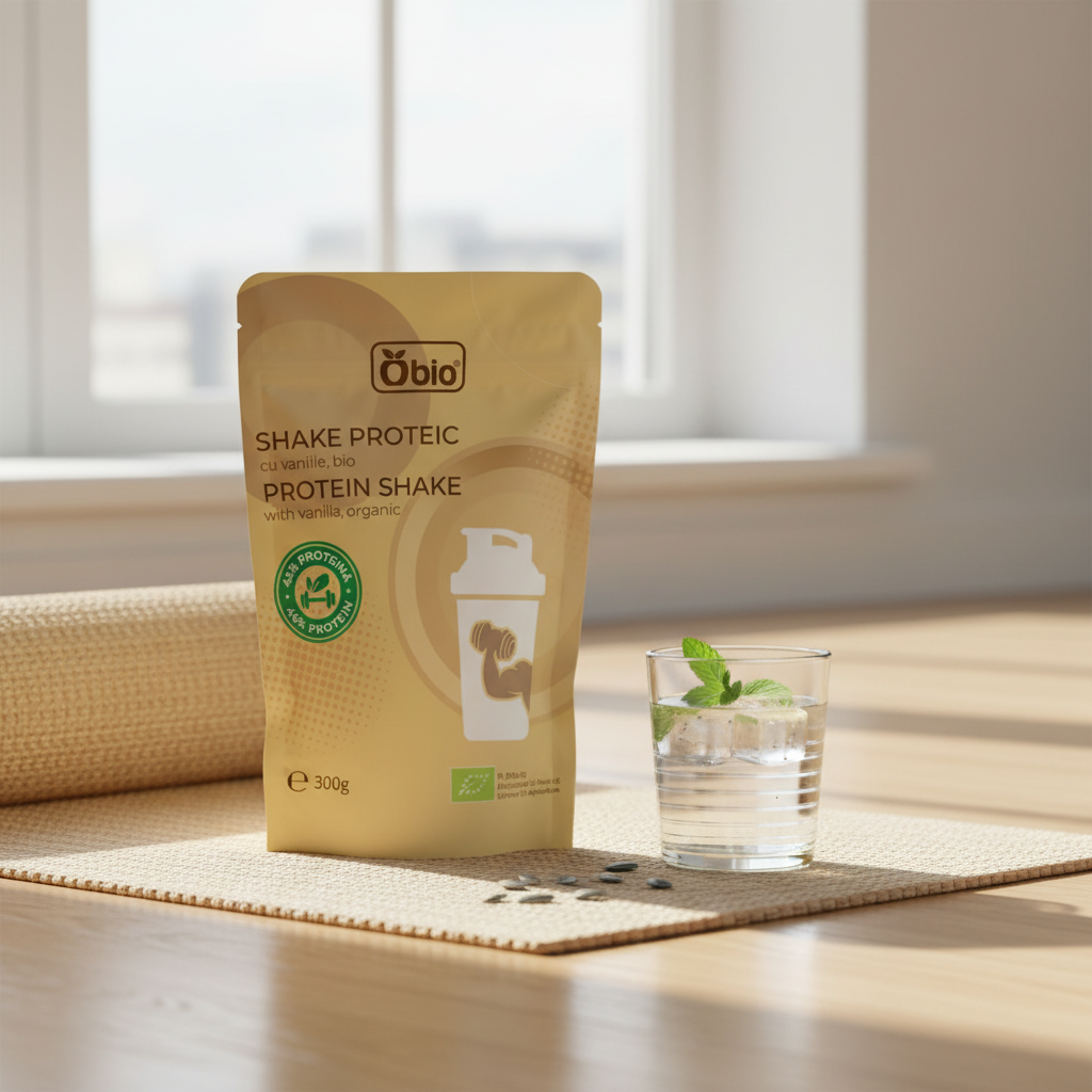 Shake Proteic Bio din Floarea Soarelui cu Vanilie Bourbon Fără Zahăr Obio 300g 2