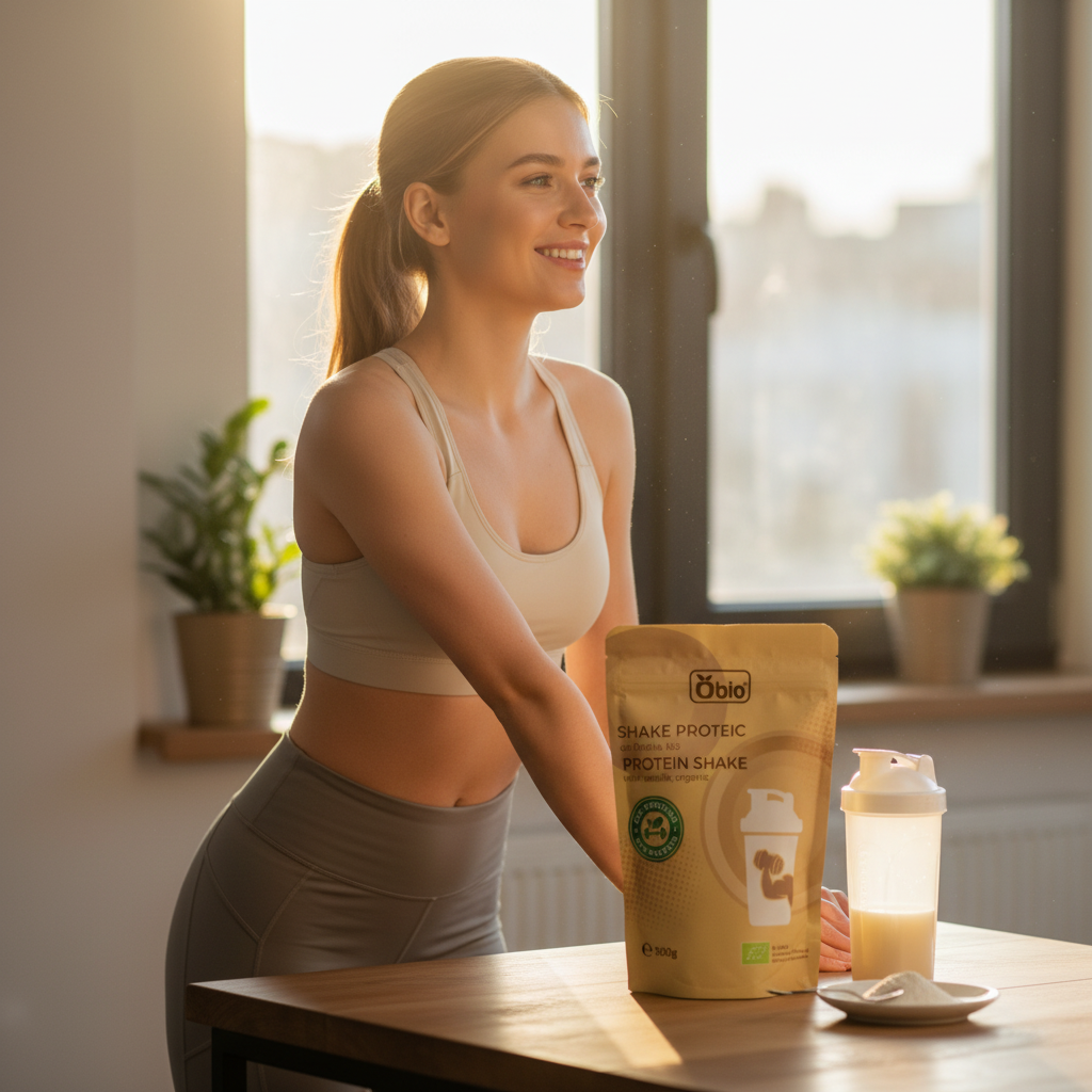 Shake Proteic Bio din Floarea Soarelui cu Vanilie Bourbon Fără Zahăr Obio 300g 3