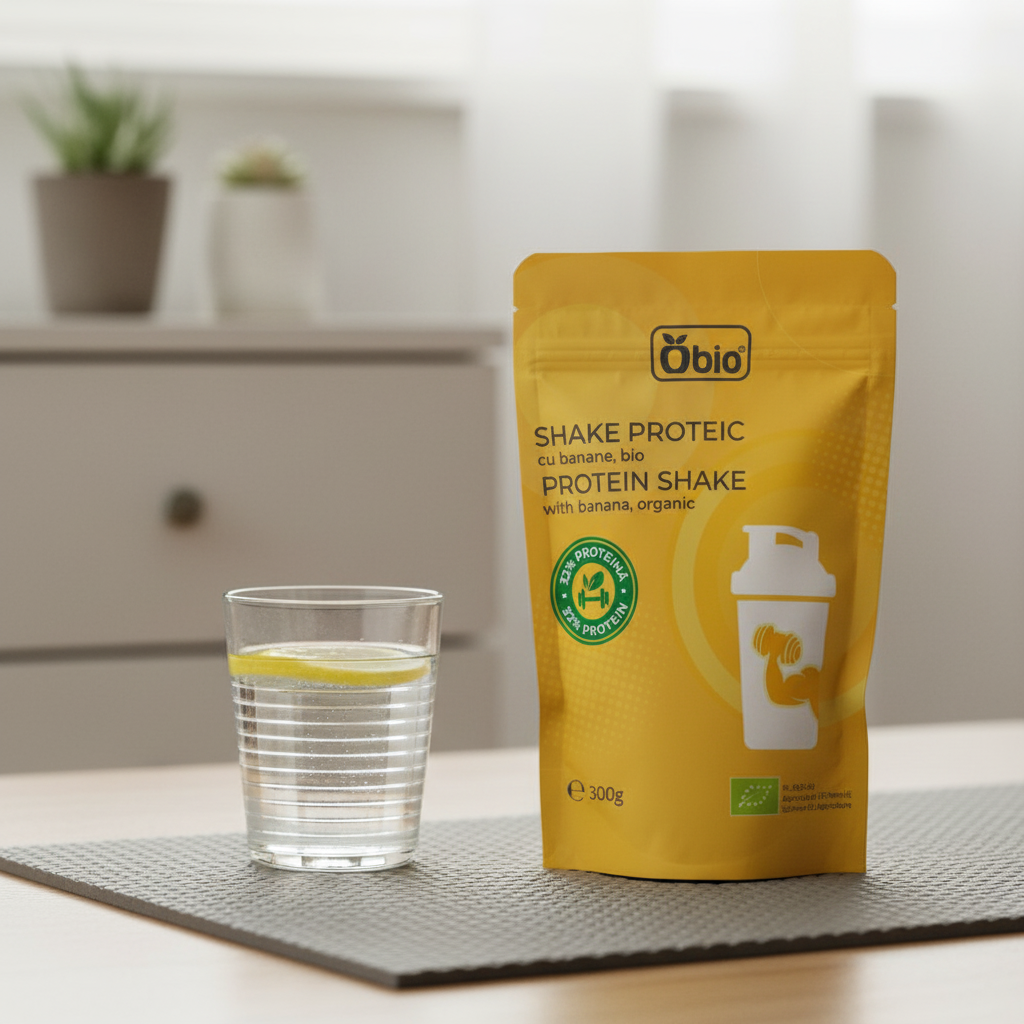 Shake Proteic Bio cu Banane și Proteină din Floarea-Soarelui - Obio 300g 2