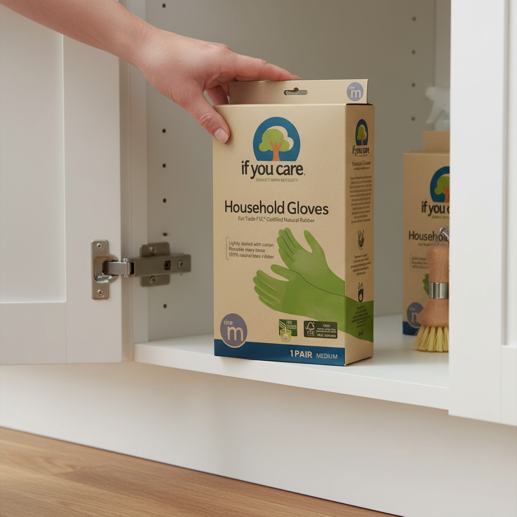Mănuși de Menaj Reutilizabile din Latex Natural 100% Certificat FSC - Mărimea M - If You Care 2