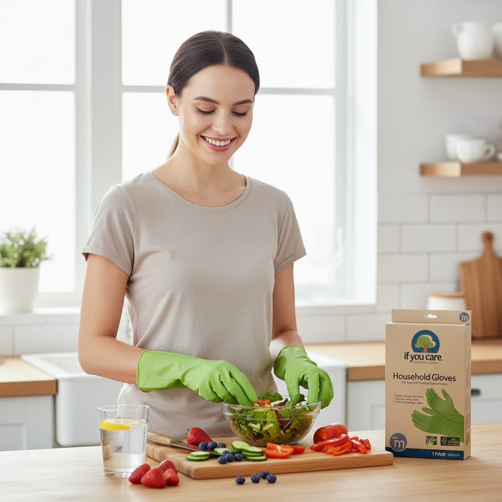 Mănuși de Menaj Reutilizabile din Latex Natural 100% Certificat FSC - Mărimea M - If You Care 3