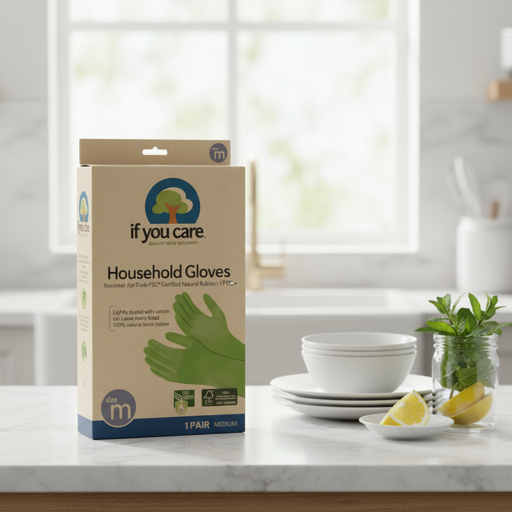 Mănuși de Menaj Reutilizabile din Latex Natural 100% Certificat FSC - Mărimea M - If You Care