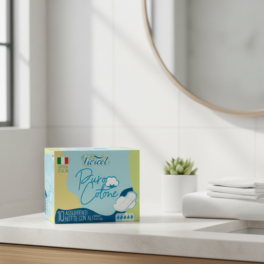 Absorbante de Noapte Vivicot Puro Cotone - 100% Bumbac Hipoalergenic, Protecție 5 Picături