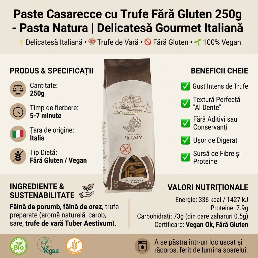 Paste Casarecce cu Trufe Fără Gluten 250g - Pasta Natura | Delicatesă Gourmet Italiană 4