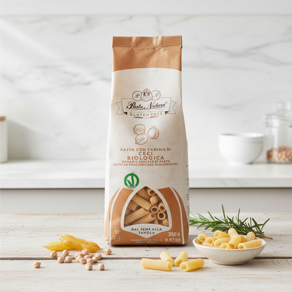 Paste Maccheroni cu Năut Bio, Fără Gluten & Bogate în Proteine - Pasta Natura, 250g