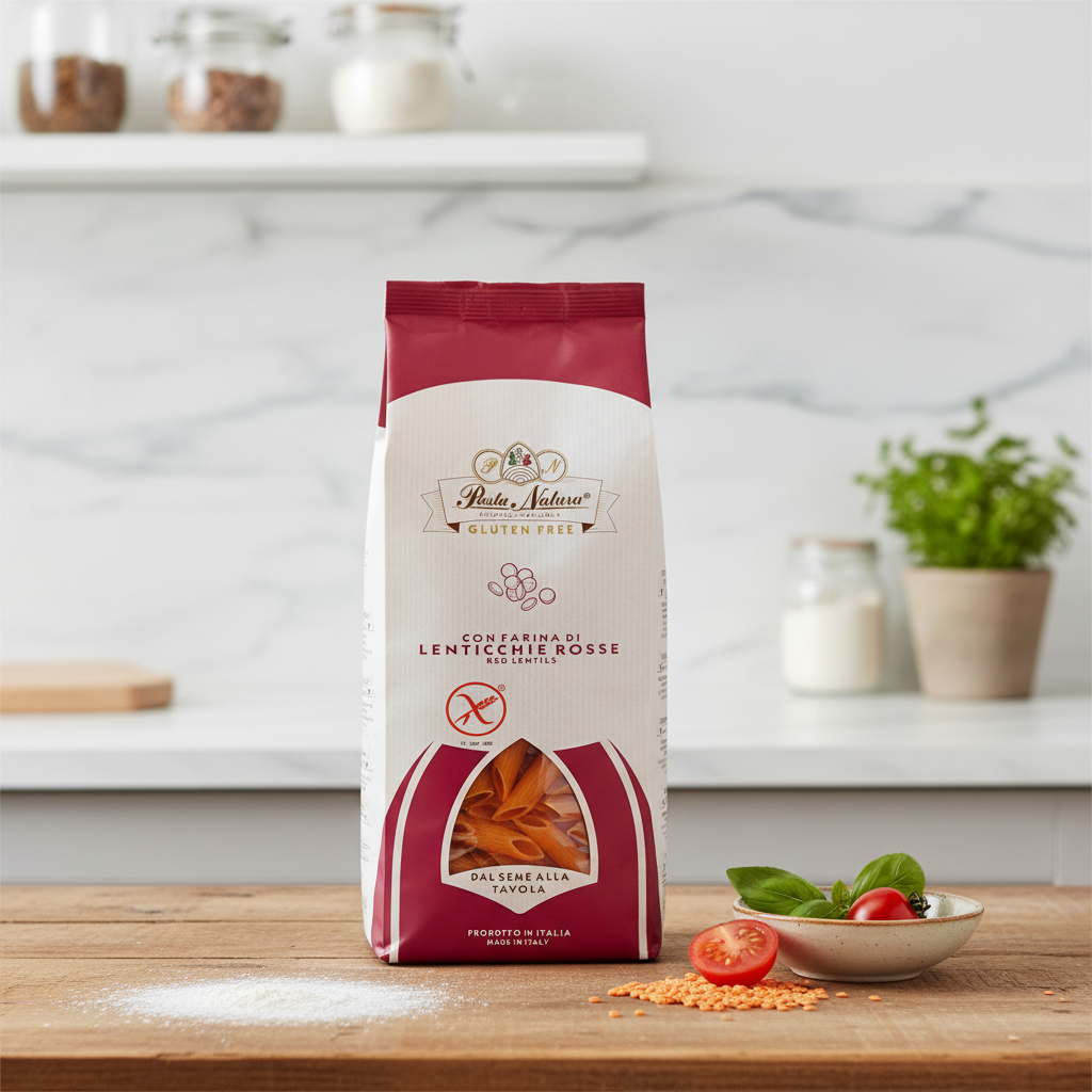 Penne din Linte Roșie Bio Fără Gluten Pasta Natura - Sursă de Proteine Vegane, 250g
