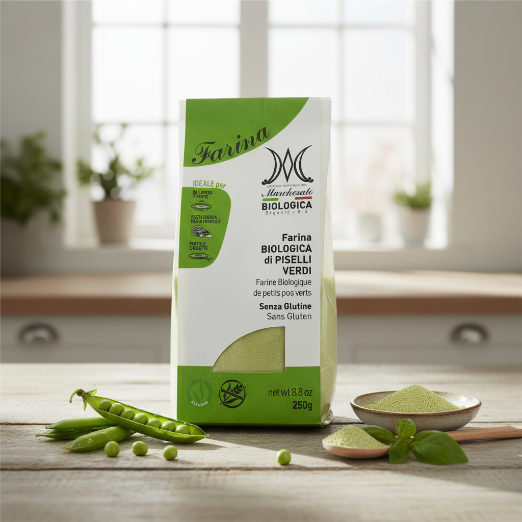 Făină de Mazăre Verde Bio Marchesato 250g - Alternativă Fără Gluten, Bogată în Proteine pentru Rețete Vegane