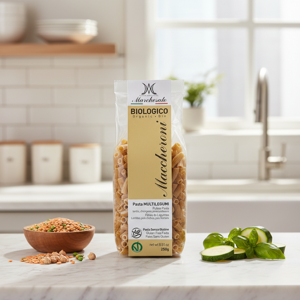 Paste Maccheroni cu Legume Bio Fără Gluten 250g Marchesato - Sursă de Proteine și Fibre
