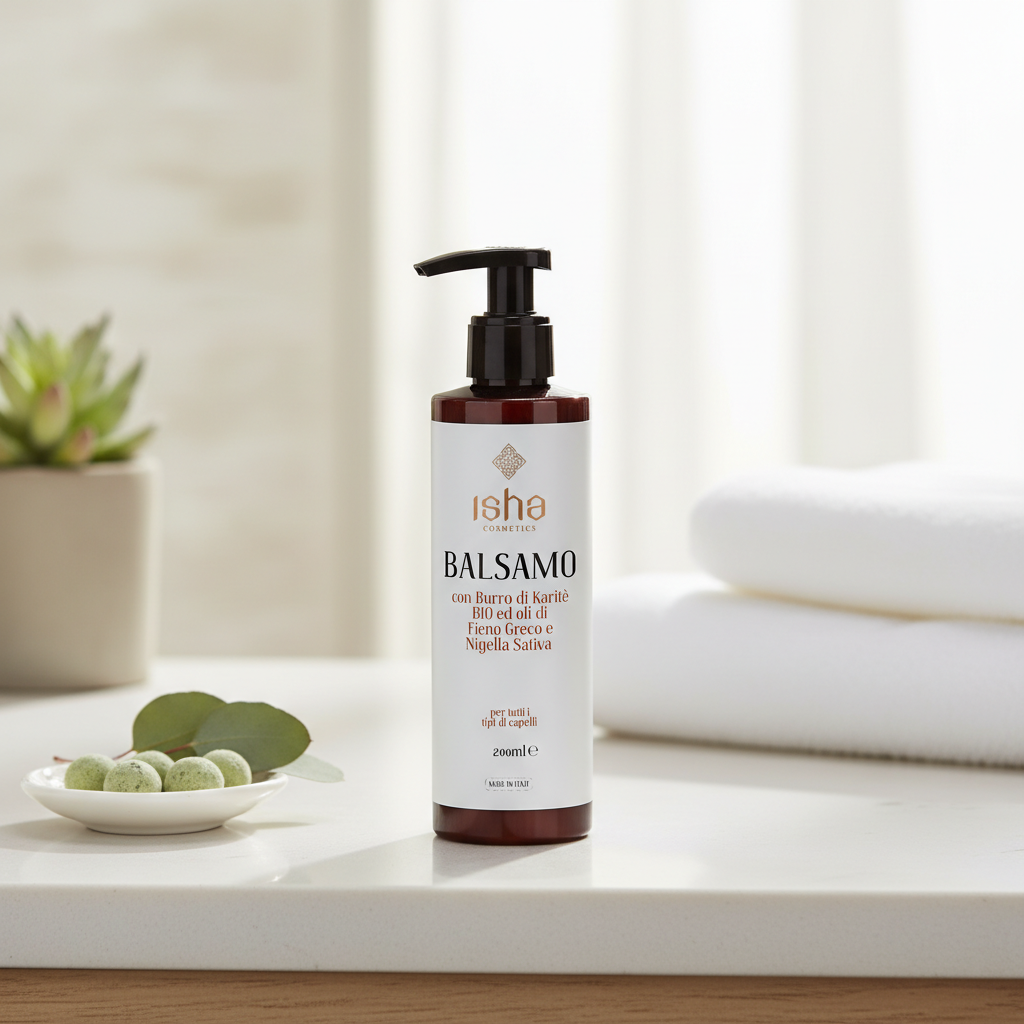 Balsam de Păr Natural cu Unt de Shea, Negrilică și Schinduf - Isha Cosmetics, 200ml 2