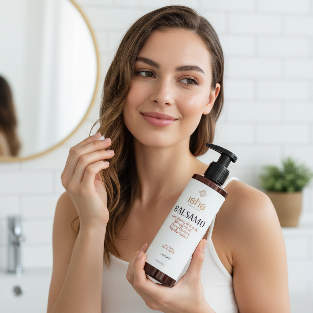 Balsam de Păr Natural cu Unt de Shea, Negrilică și Schinduf - Isha Cosmetics, 200ml 3