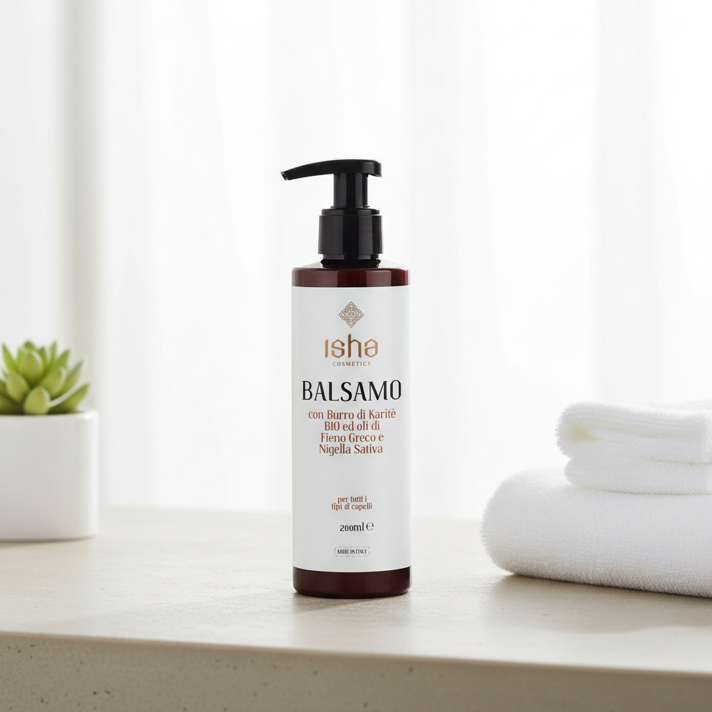 Balsam de Păr Natural cu Unt de Shea, Negrilică și Schinduf - Isha Cosmetics, 200ml