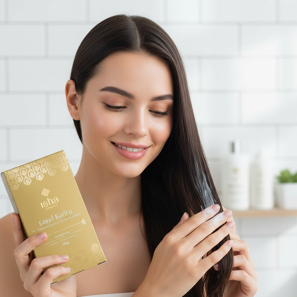Gond Katira Isha - Tratament Natural pentru Volum și Reconstrucție Capilară 100g 3