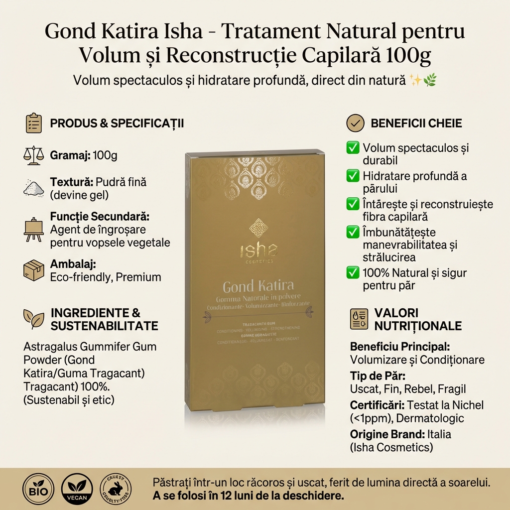 Gond Katira Isha - Tratament Natural pentru Volum și Reconstrucție Capilară 100g 4