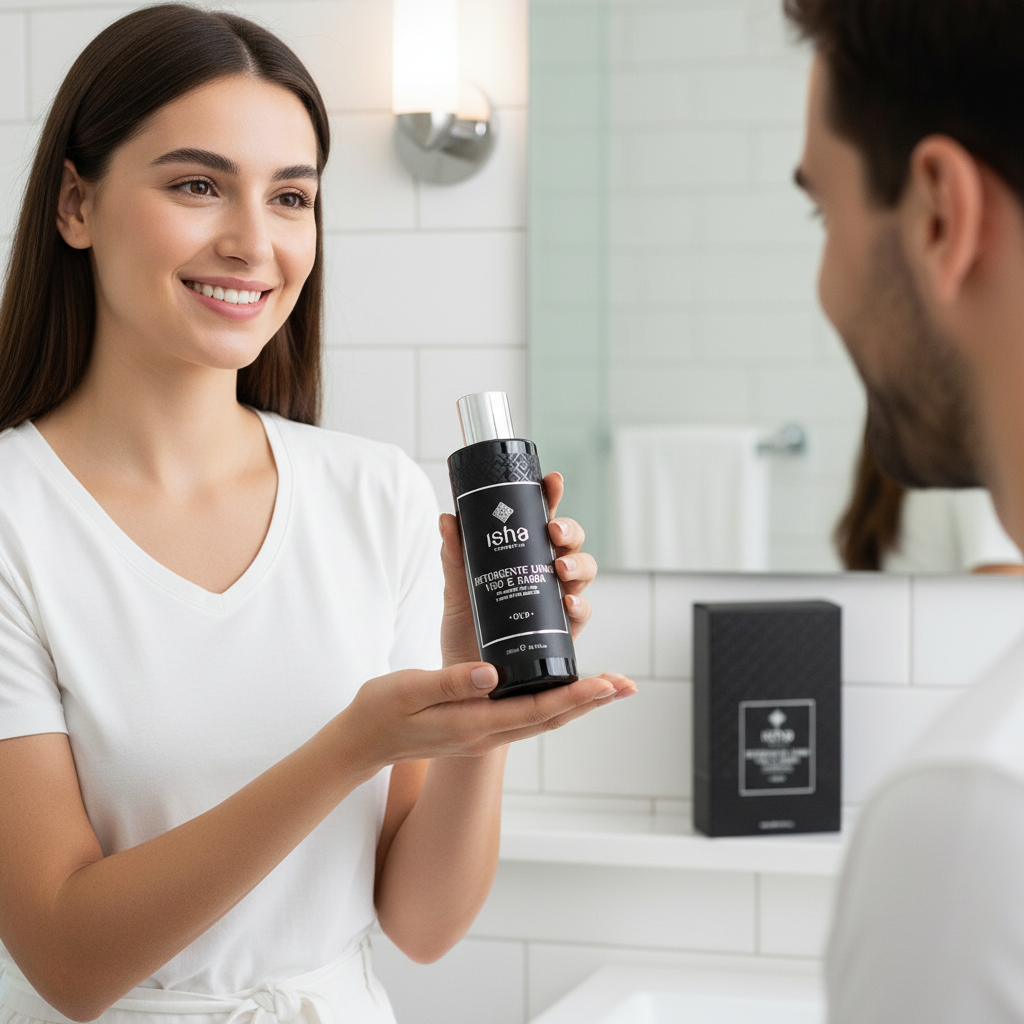 Săpun Lichid Premium pentru Față și Barbă Bărbați Isha 200ml - Curățare Delicată cu Oud și Ceai Verde Organic 3