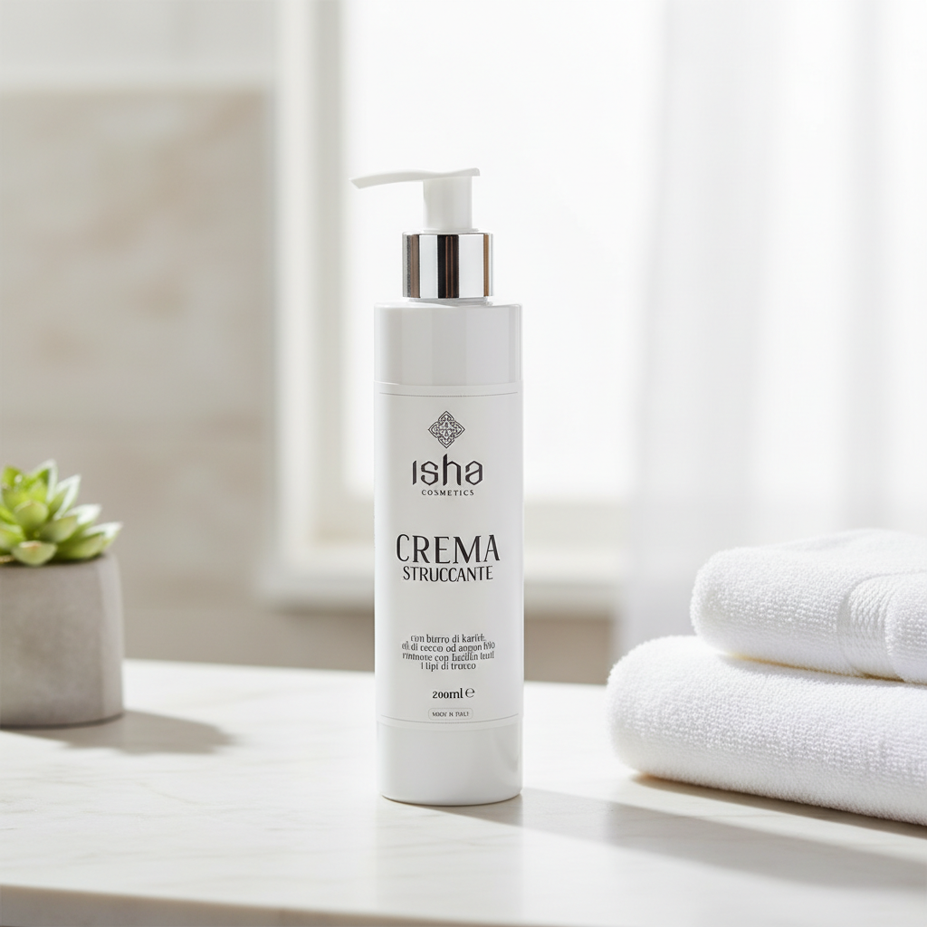 Cremă Demachiantă Naturală Isha cu Unt de Shea, Cocos și Argan - Curățare Delicată și Hidratare 200ml