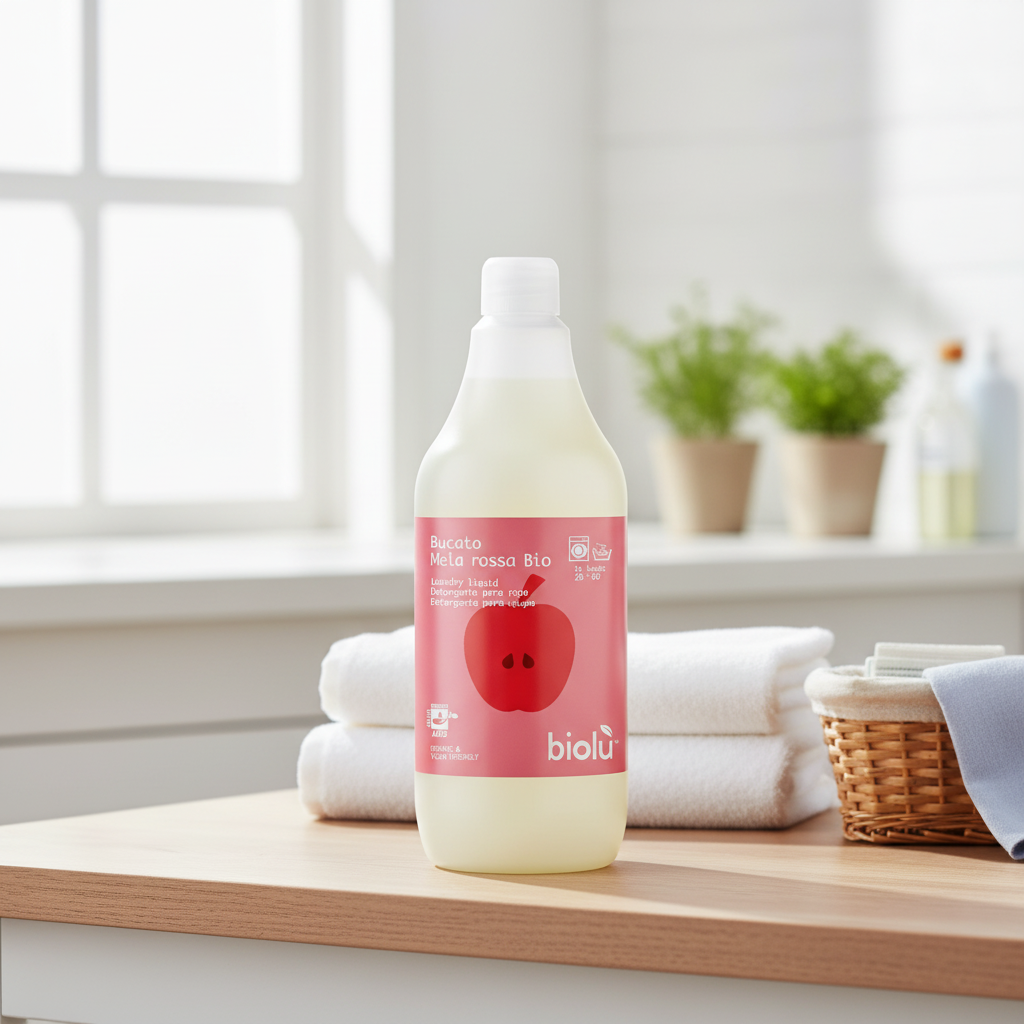 Detergent Lichid Ecologic pentru Rufe Albe și Colorate cu Mere Roșii, 1L, Biolu 2