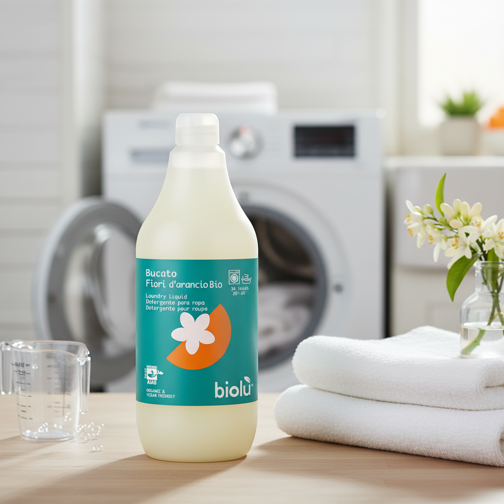 Detergent Lichid Ecologic Biolu pentru Rufe Albe și Colorate cu Flori de Portocal, 1L 2