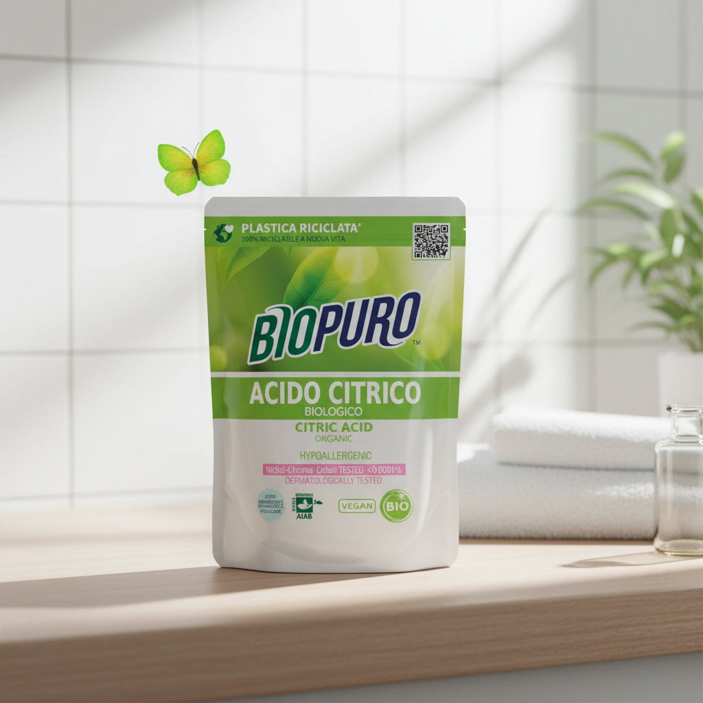 Acid Citric Ecologic pentru Rufe Biopuro 450g | Balsam, Detartrant și Agent de Clătire Hipoalergenic, Certificat Organic
