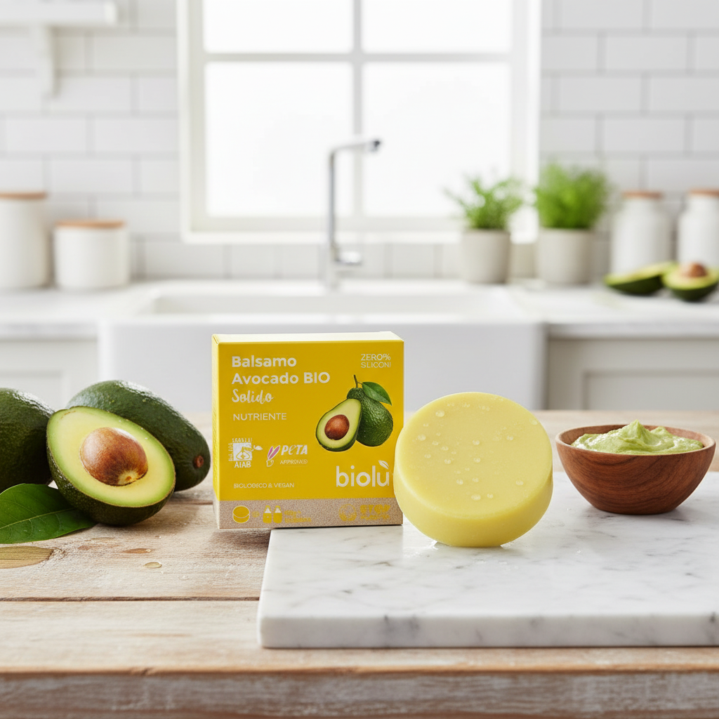 Balsam de Păr Solid Nutritiv cu Avocado Ecologic, 60g, Biolu - Hidratare Intensă și Zero Waste 2