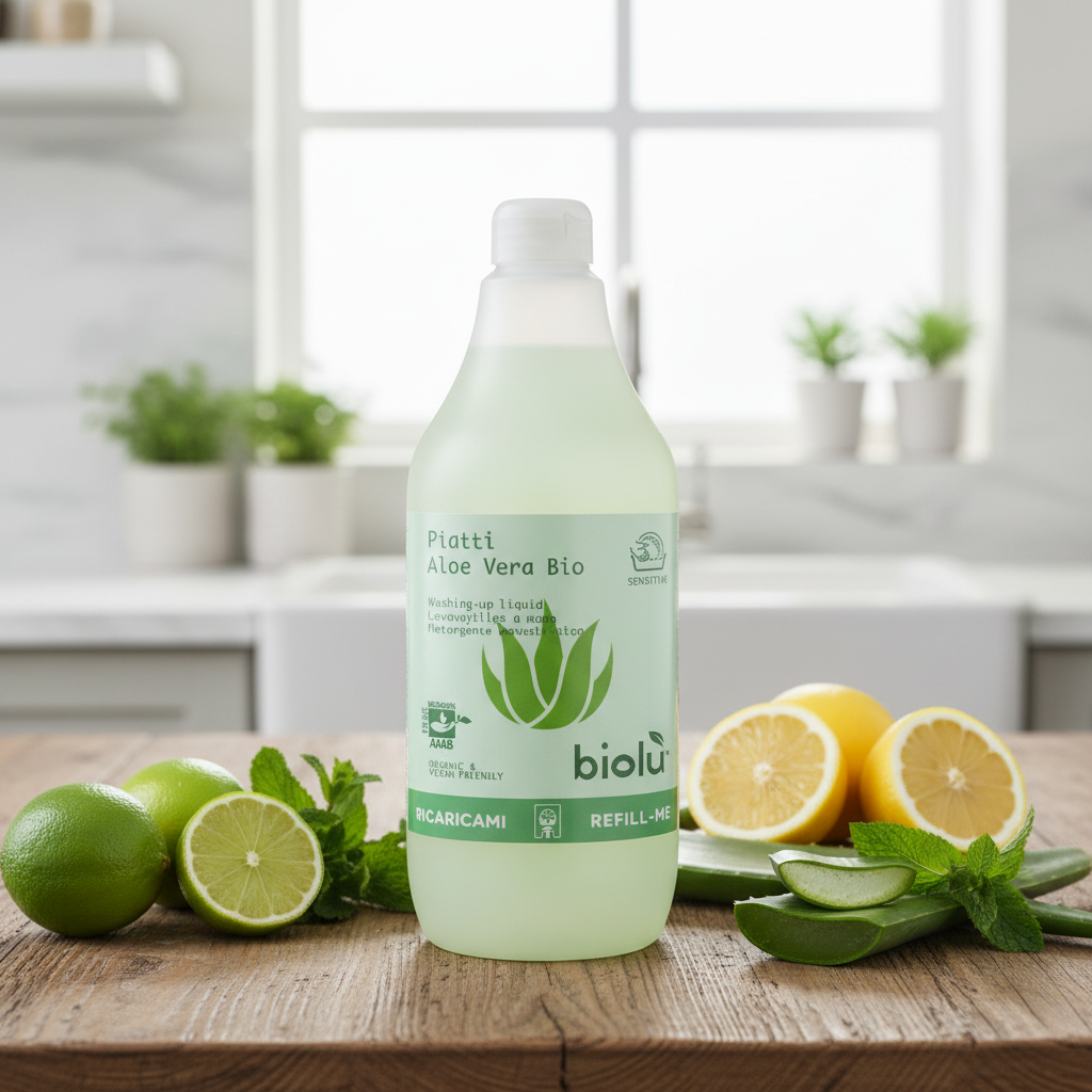 Detergent Lichid Ecologic pentru Vase cu Aloe Vera - Biolu, Concentrat, 1L 2
