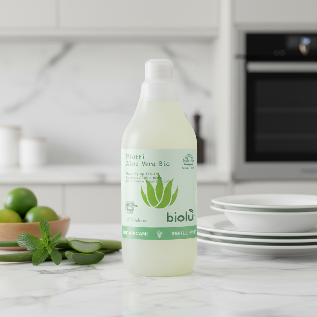 Detergent Lichid Ecologic pentru Vase cu Aloe Vera - Biolu, Concentrat, 1L